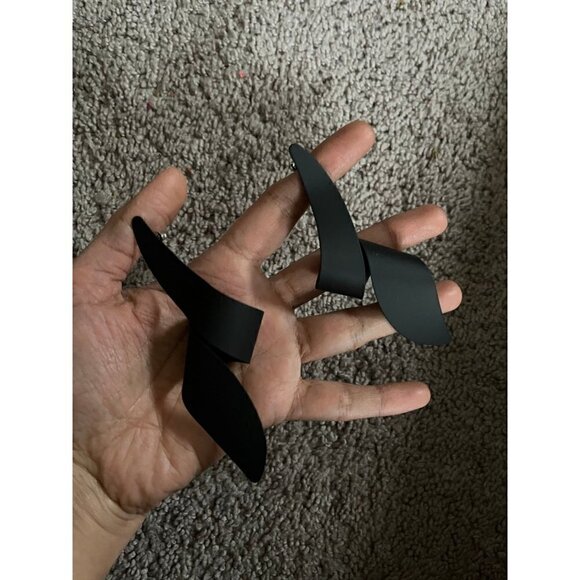 Large Big Black Earring statement bold chunky  studs Jet Pierced abstract - Picture 3 of 8